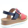 HEAVENLY FEET WOMENS WEDGE STRAP SANDAL - RED NAVY